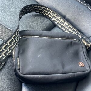 lululemon athletica Black Belt Bag with Patterned Strap